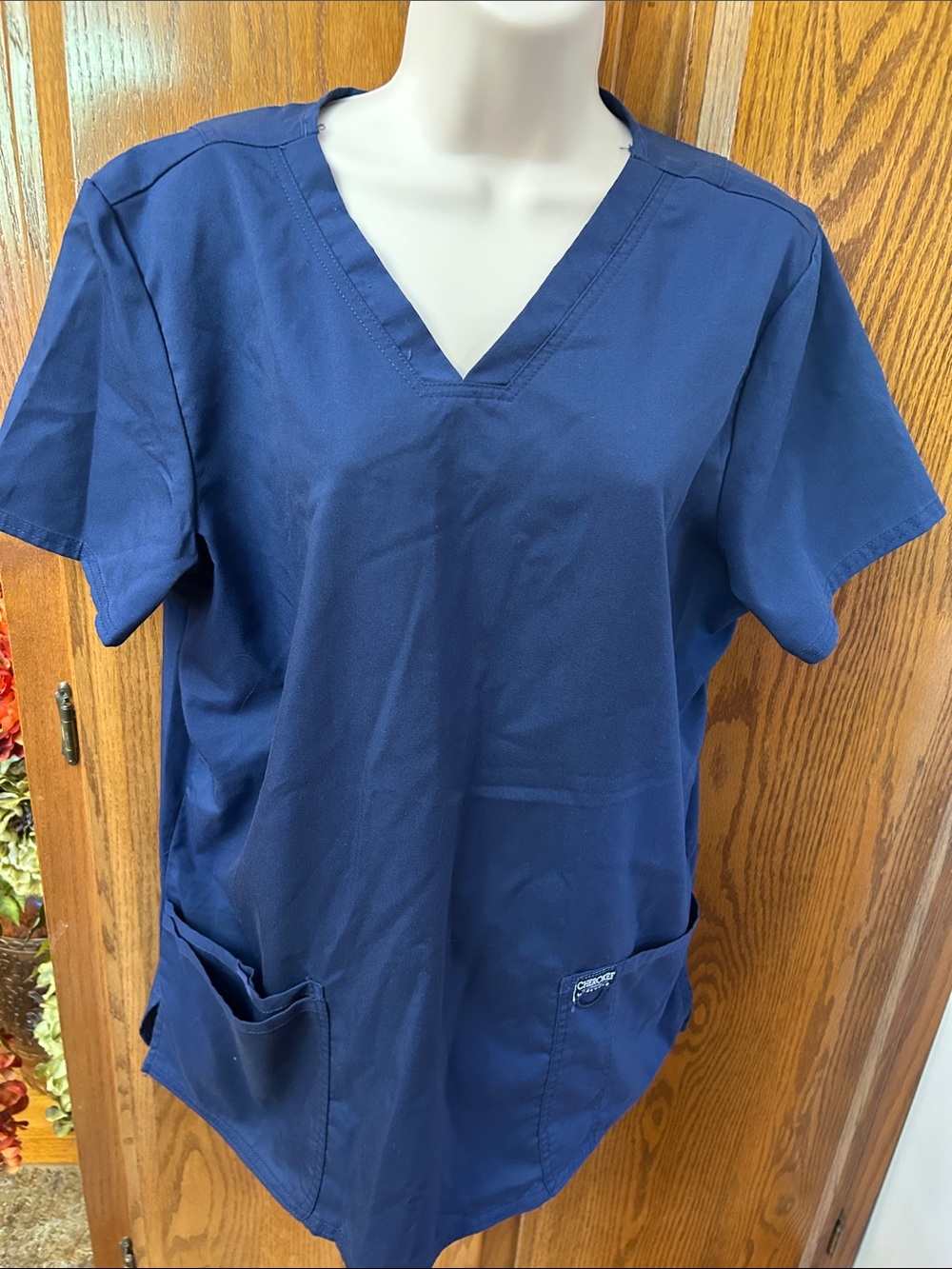 Classic Navy V-Neck Scrub Tunic - Unbranded